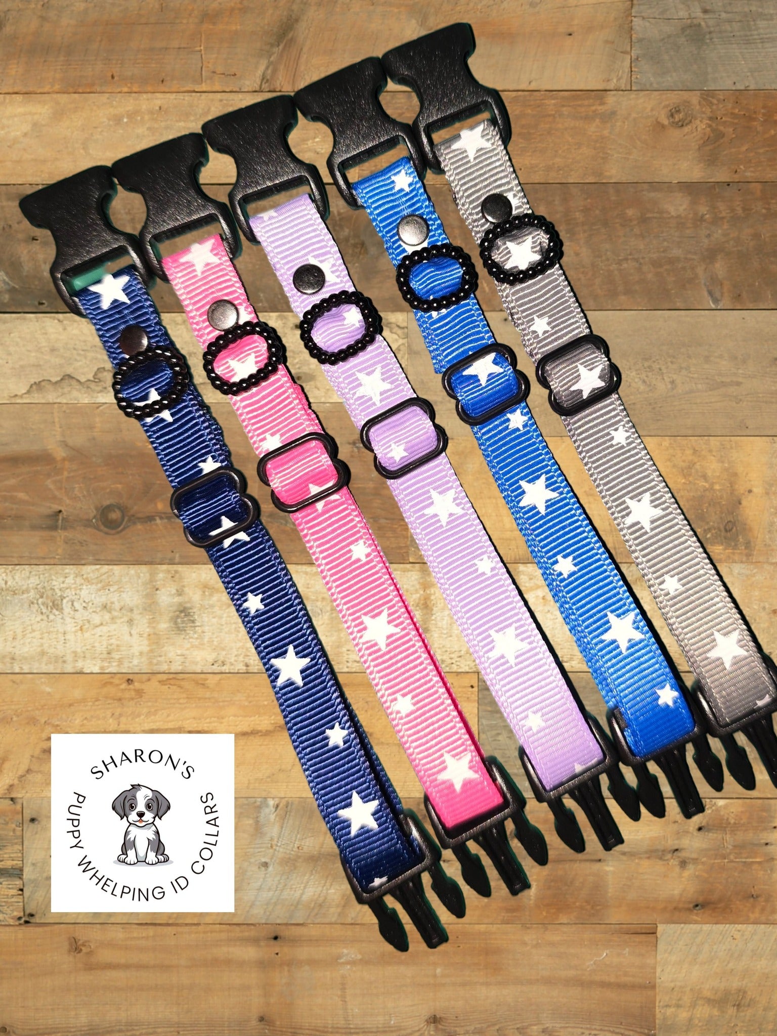 Stars print whelping ID collars
